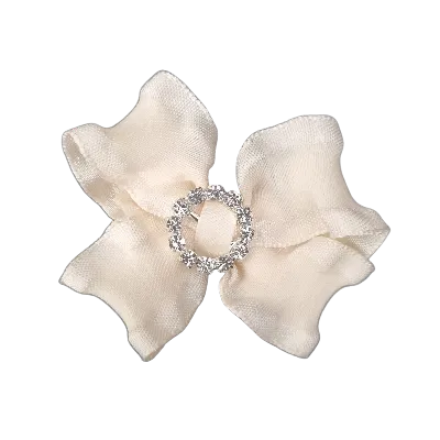 Cherish Hair Bow - Ivory and ruffle bling