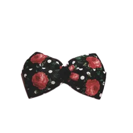 Cherish Hair Bow - Navy with Red Rose