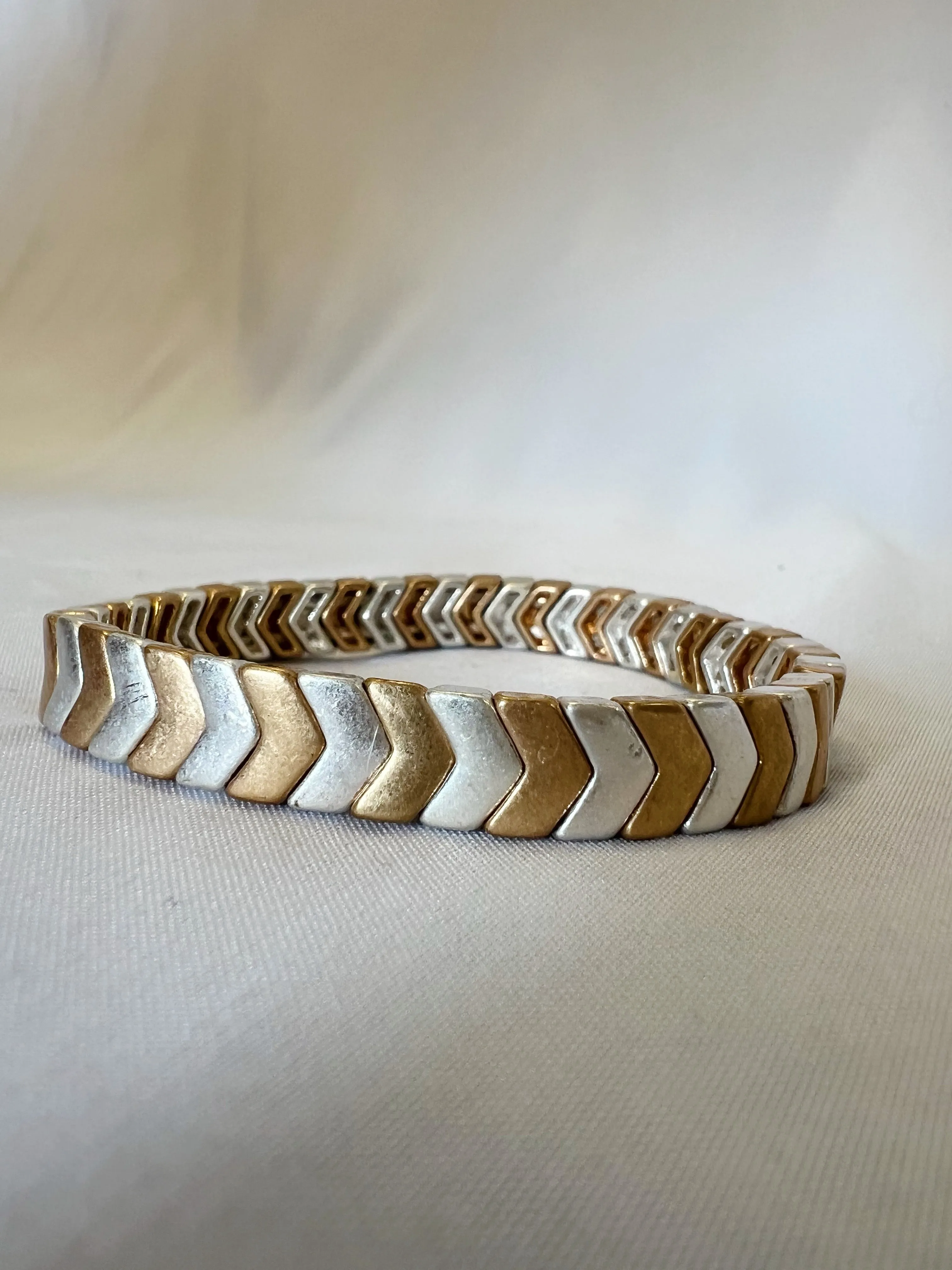 Chevron Bracelet - Silver and Gold