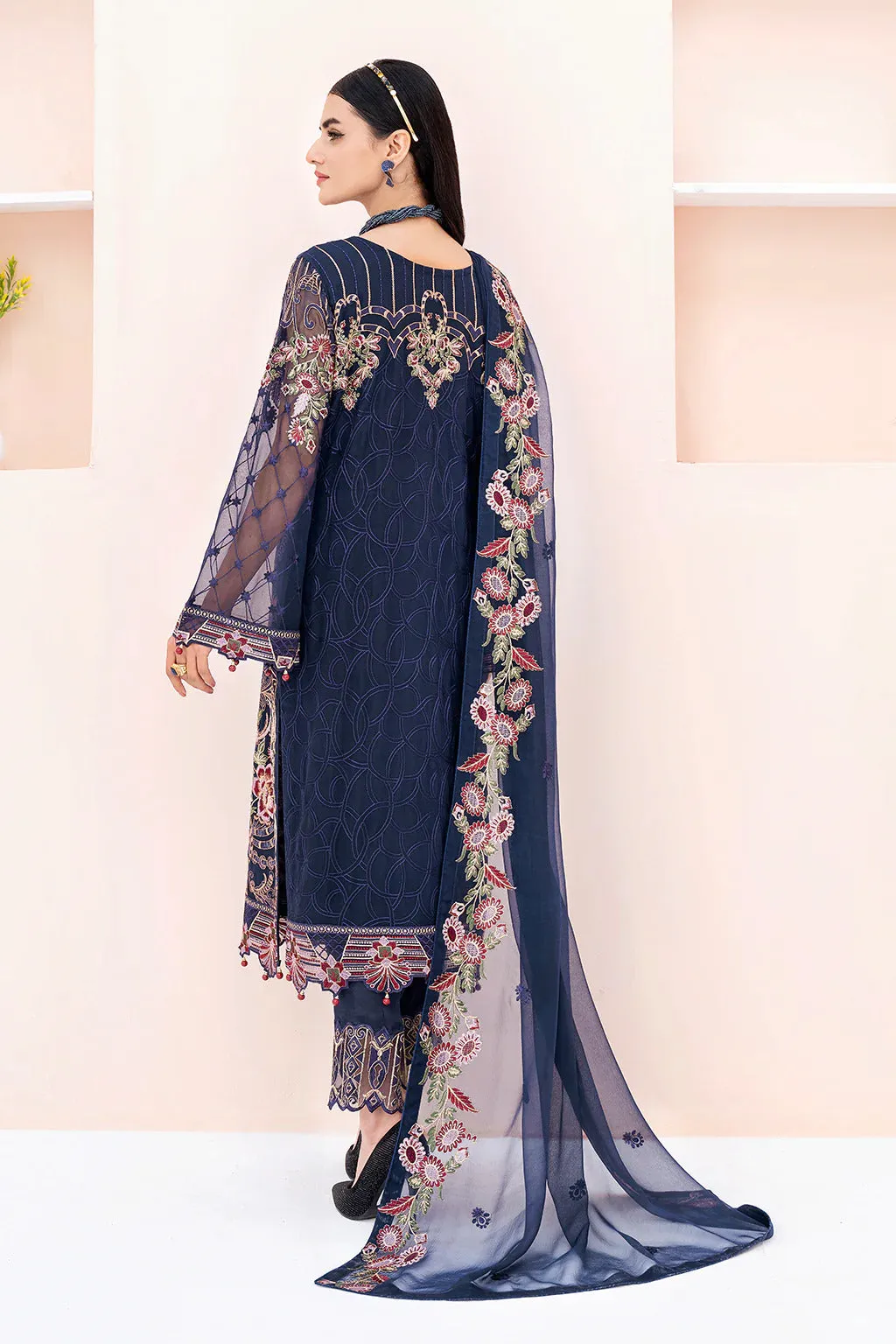 Chevron by Ramsha Unstitched 3 Piece Chiffon Vol-06 Collection'2023-A-606