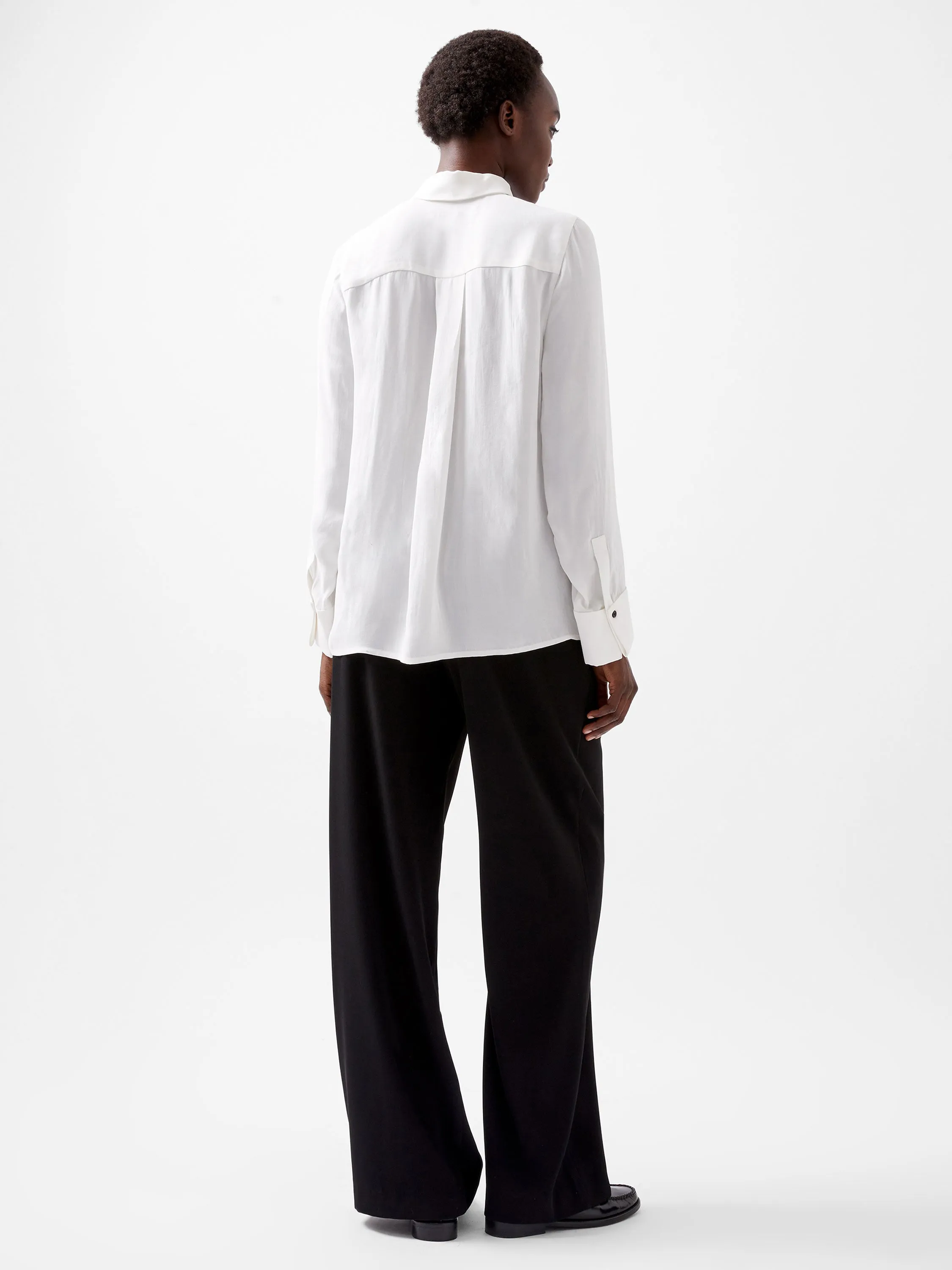 Chiara Drape Satin Contrast Long Sleeve Shirt