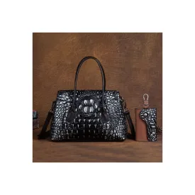 Chic CrocLeather Retro Croc Pattern Shoulder Bag