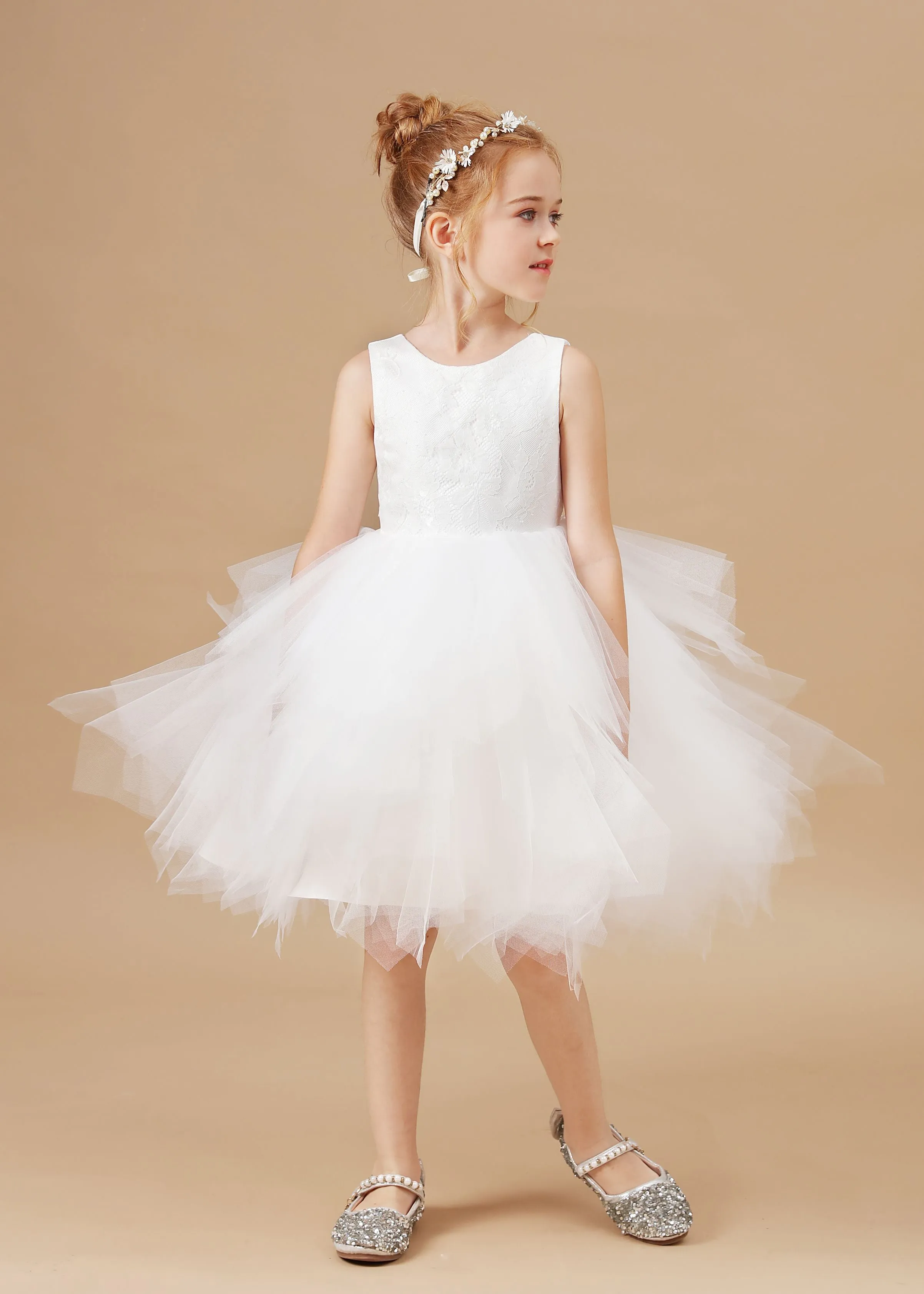 Chic Sleeveless Lace Tulle Flower Girl Dresses