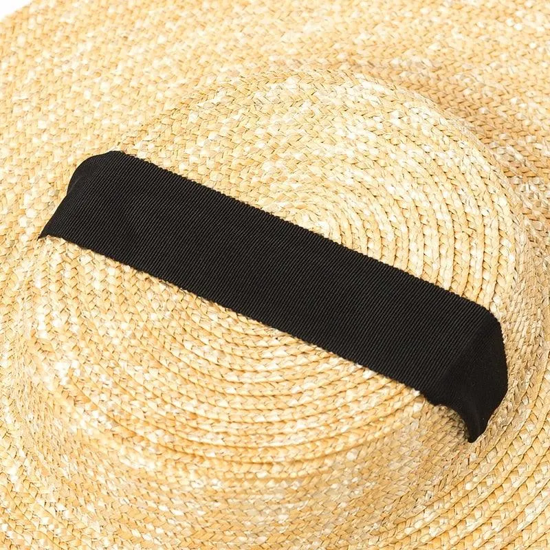 Chic Wide Brim Natural Straw Hat with Elegant Ribbon