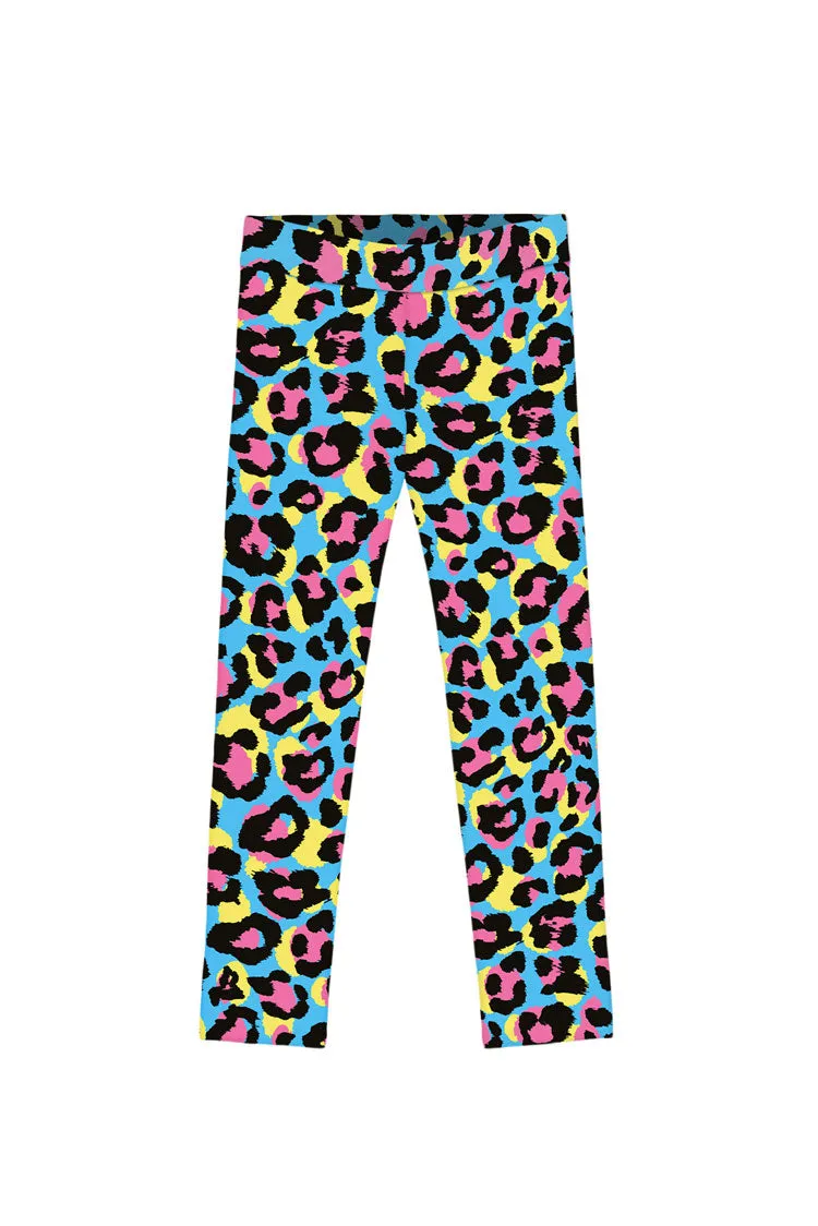 Chica Bomb Lucy Blue Leopard Print Best Summer Sporty Leggings - Girls