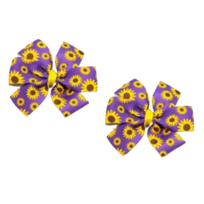 Chica Hair Bow - Sunflowers purple