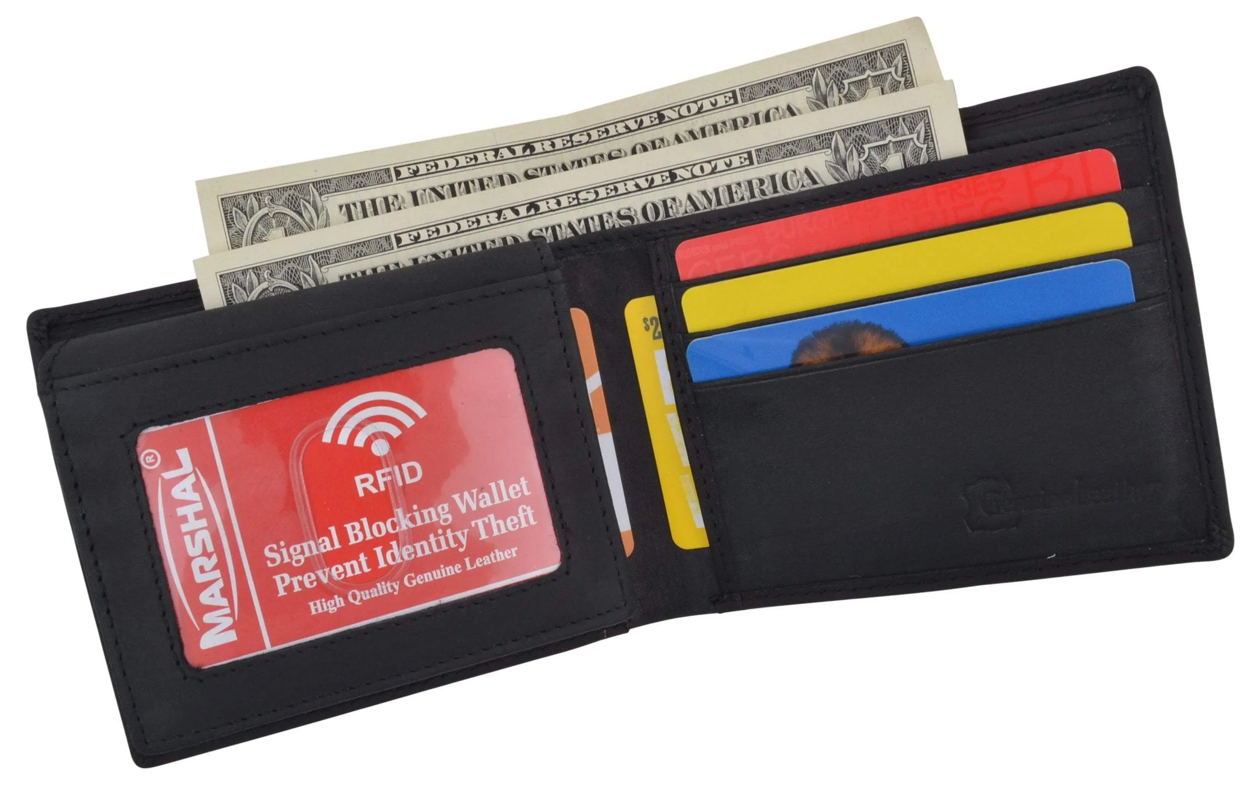 Chicago City Logo RFID Mens Leather Credit Card ID Bifold Wallet