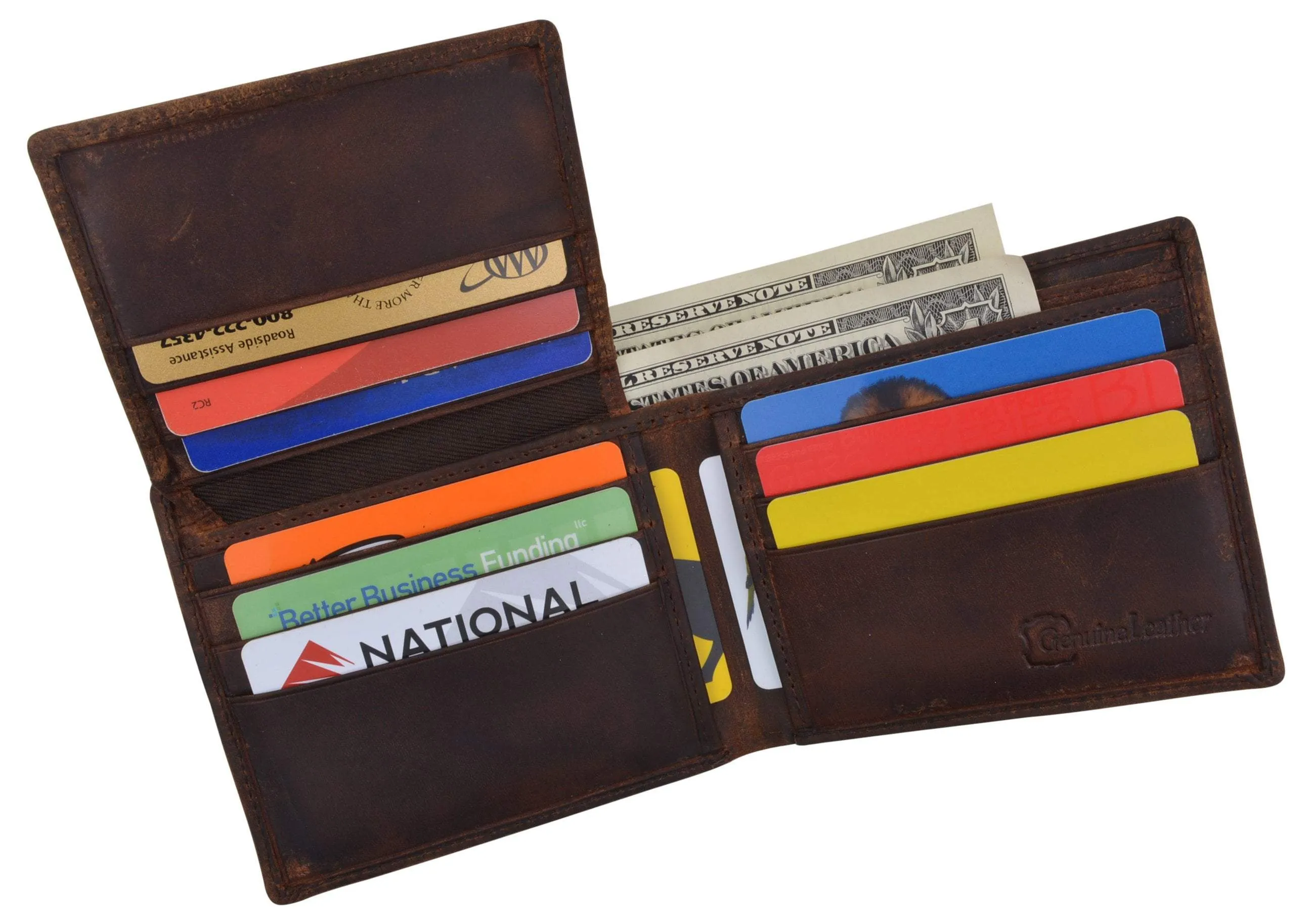 Chicago City Logo RFID Mens Leather Credit Card ID Bifold Wallet