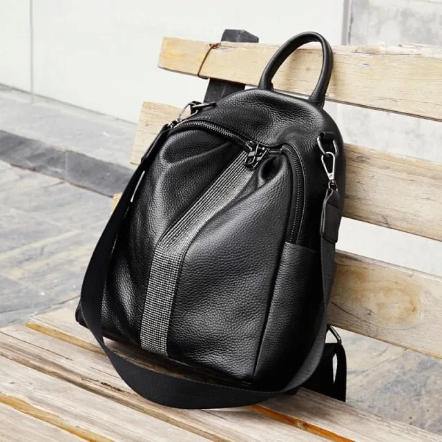 ChicLeather Zipper Laptop Travel Rucksack Backpack