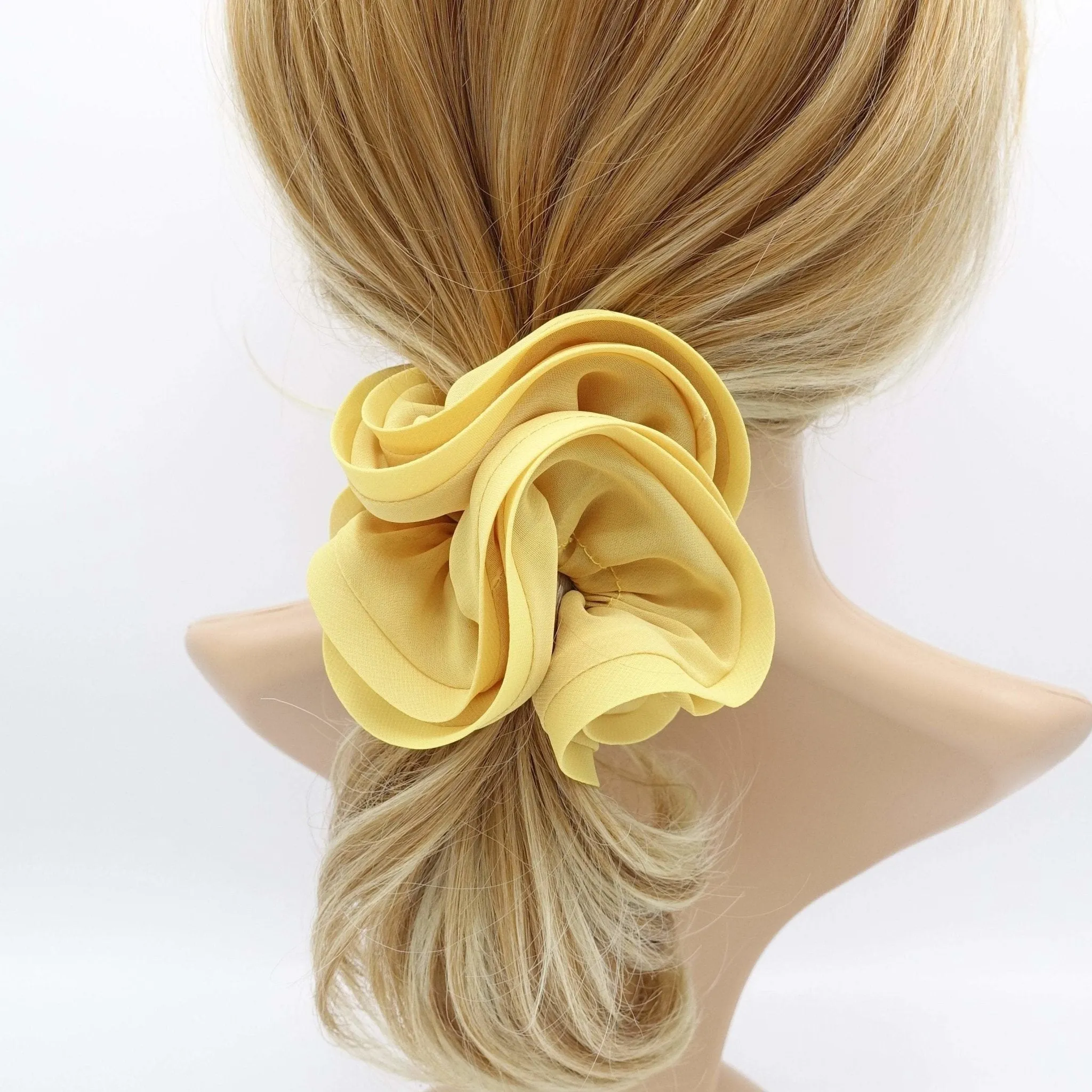 chiffon double edge scrunchies solid color hair tie women hair accessories