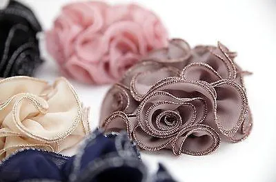 Chiffon Flower Glittering Fiber Edge Trim  Elastic Ponytail Holder Scrunchies