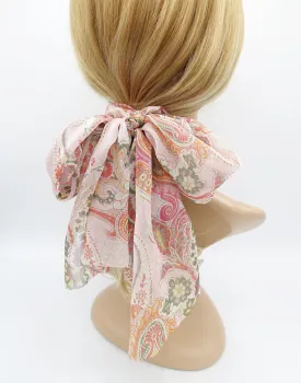 chiffon scarf scrunchies paisley print bow knot hair elastic scrunchie for women