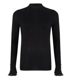 Chiffon Sweater with Plisse Cuff