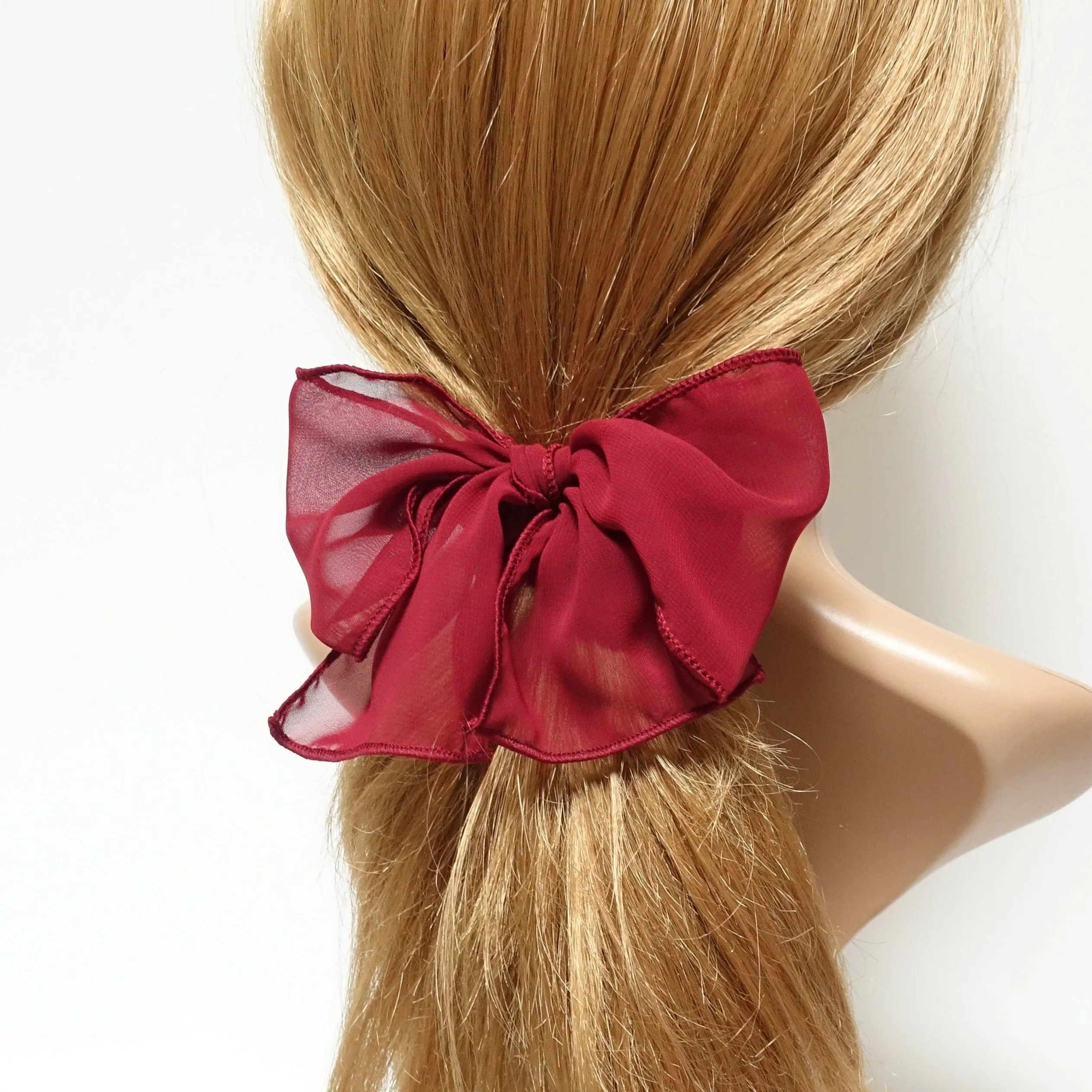 chiffon waving bow scrunchies drape translucent bow knot scrunchy feminine style hair scrunchie