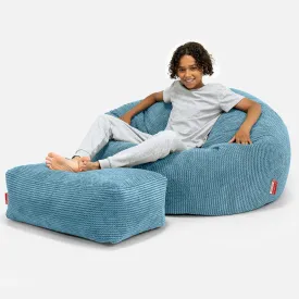 Children's Bean Bag Sofa 6-14 yr - Pom Pom Aegean Blue