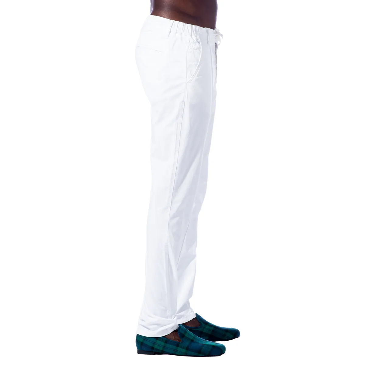 Chino Pants w/ Drawstring Waist - White