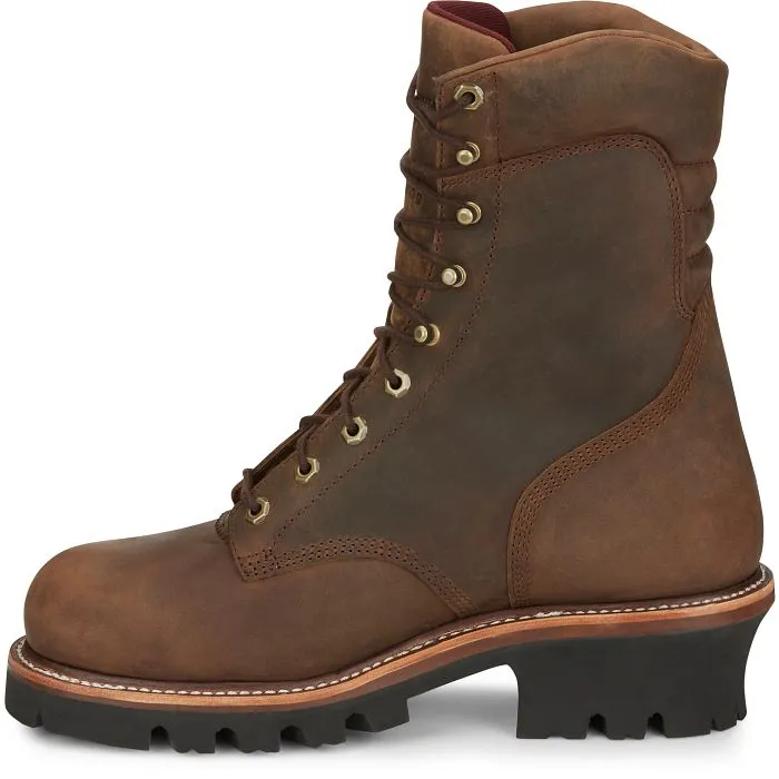 Chippewa Men's 9" Steel Toe WP Ins Logger Work Boot - Brown - 59405