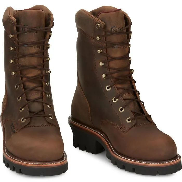 Chippewa Men's 9" Steel Toe WP Ins Logger Work Boot - Brown - 59405