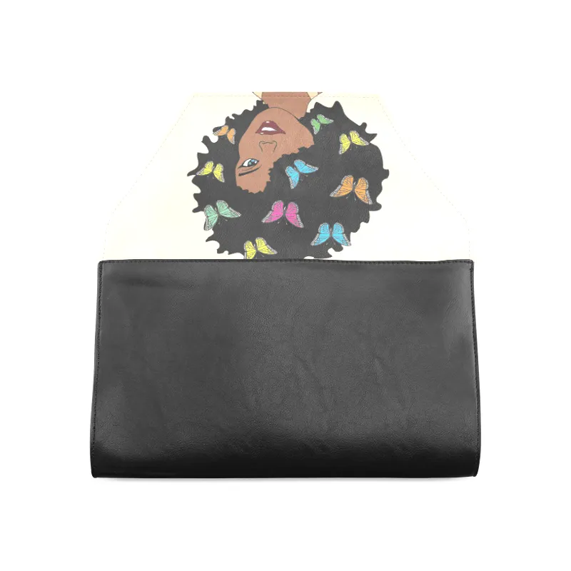 Chocolate Butterfly Diva Leather Clutch Bag