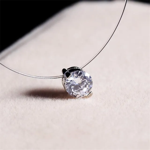 Choker Invisible Fish Line Crystal Necklace Pendants Women Collar