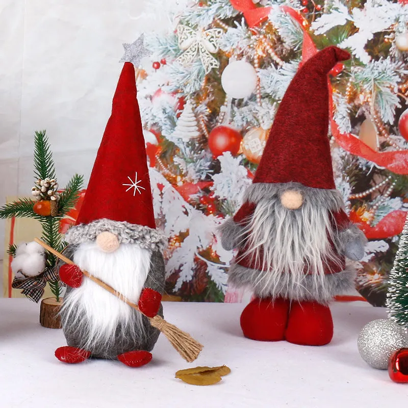 Christmas Faceless Doll Standing Dwarf Santa Doll Red Hat Rudolf Christmas Decorations