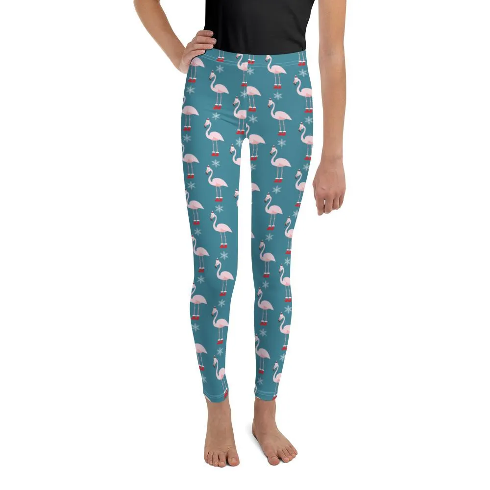 Christmas Flamingo Patterned Youth Leggings