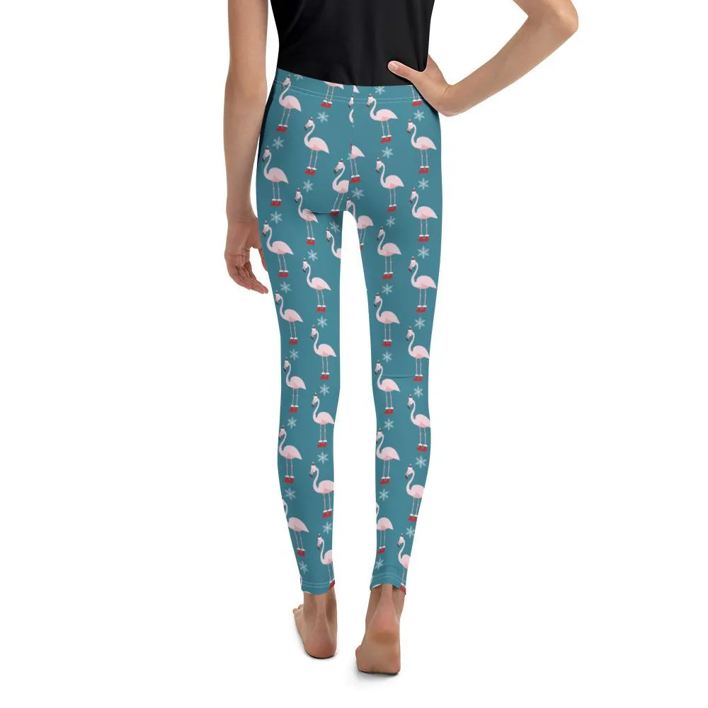 Christmas Flamingo Patterned Youth Leggings