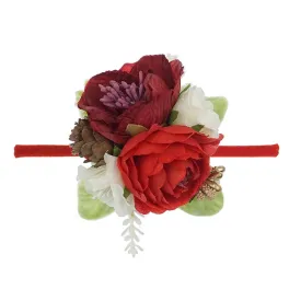 Christmas Holiday Floral Baby Girls Headband - Red (Style 5)