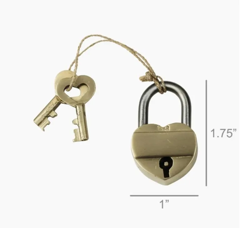 Chunky Brass Padlock   Key Necklace