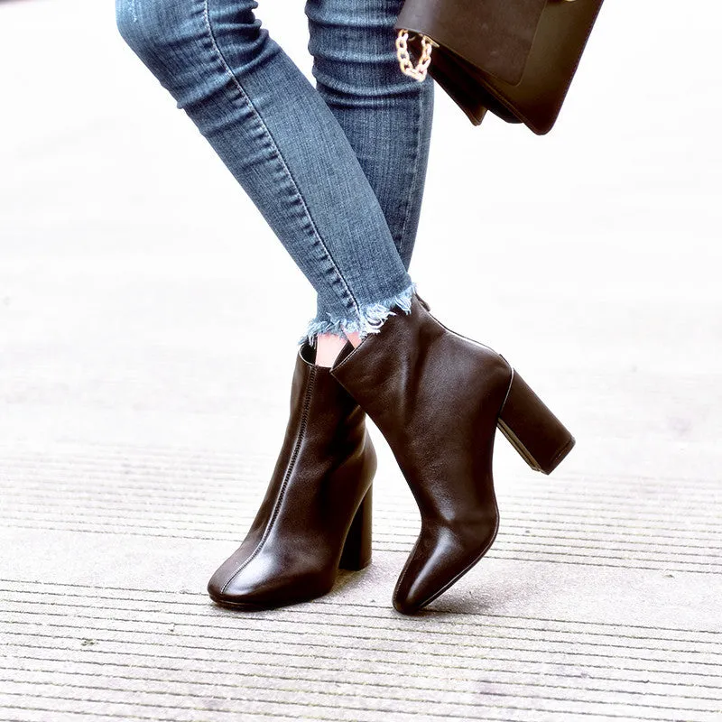 Chunky Leather Ankle Boots