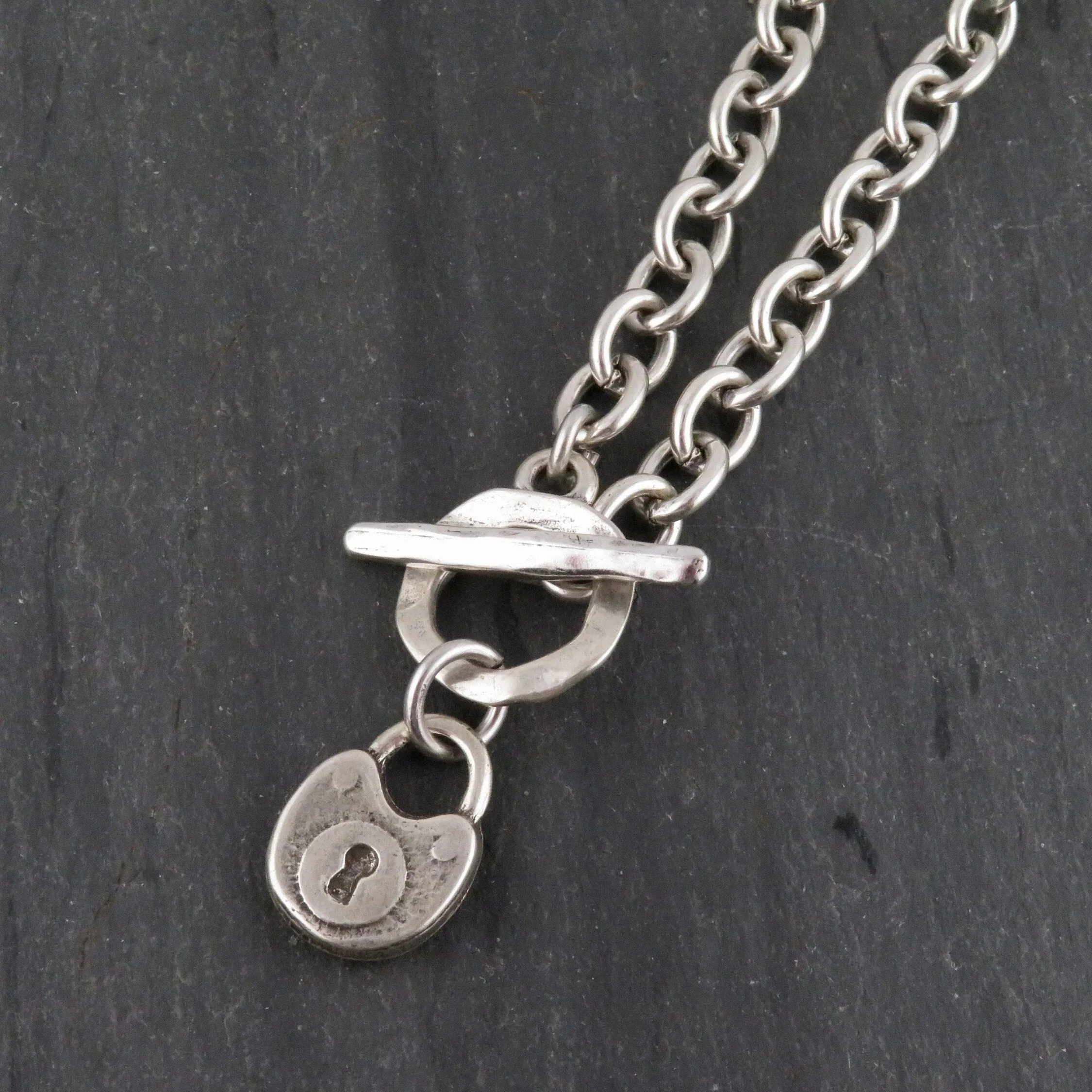 Chunky Silver Padlock Necklace