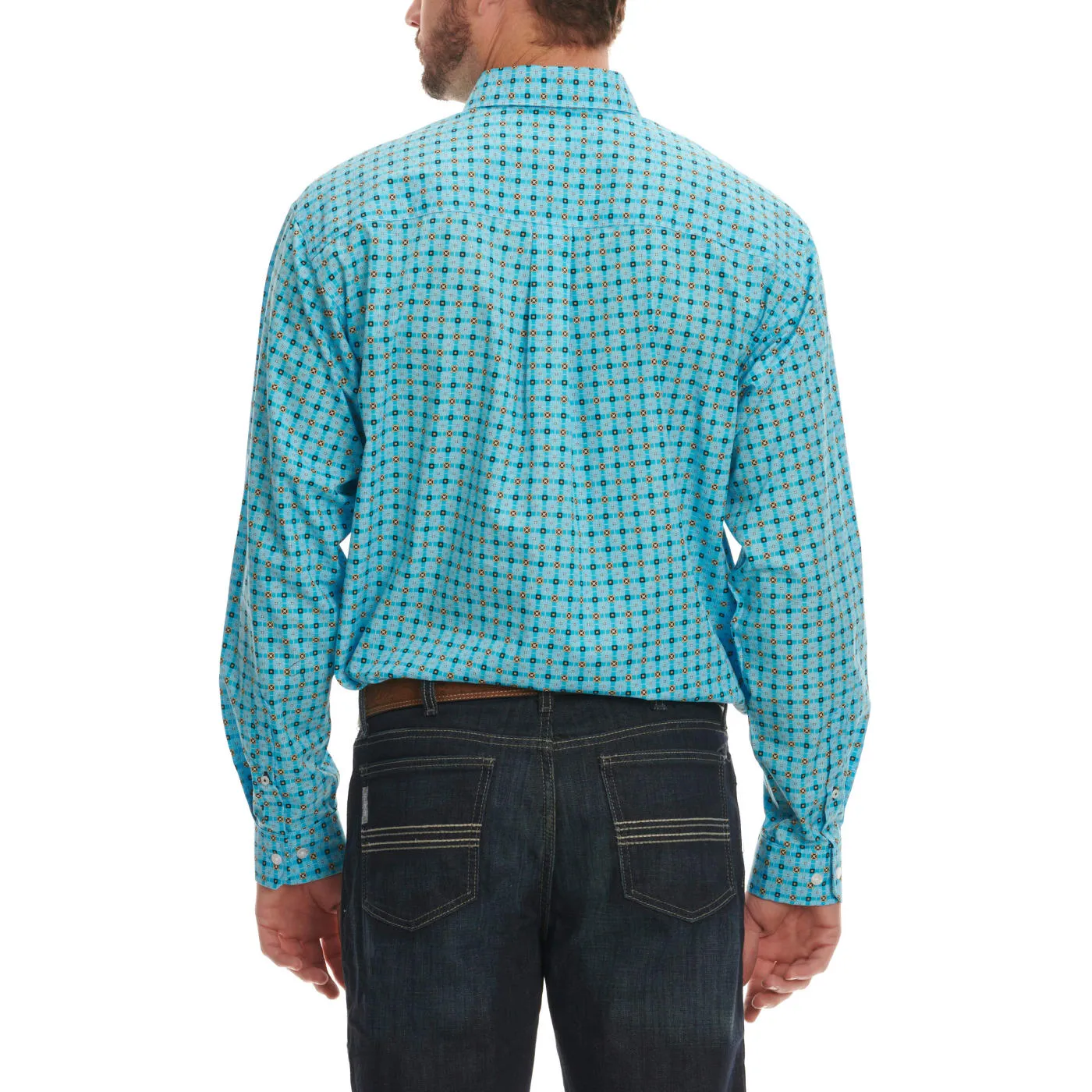 Cinch Men's Turquoise & Square Geo Shirt