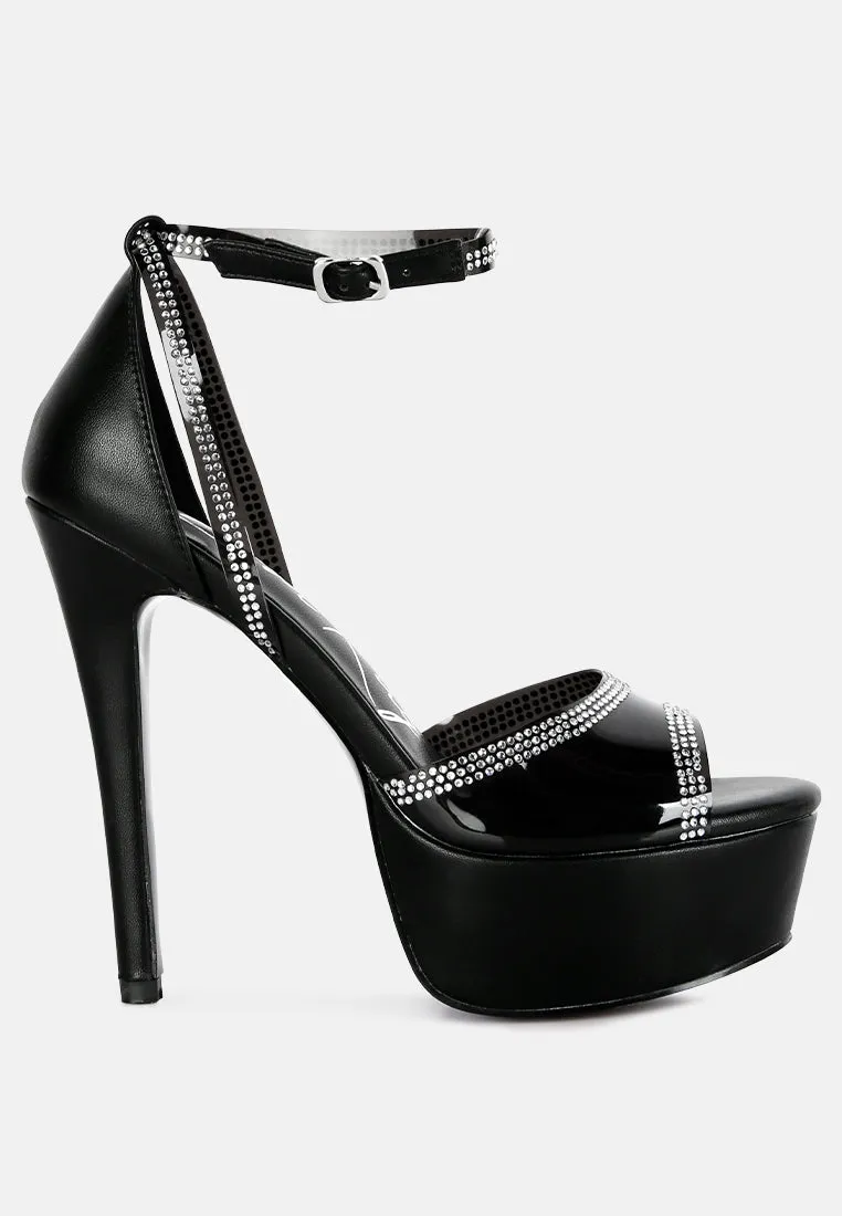 Cinderella Rhinestones Embellished Stiletto Platform Sandals