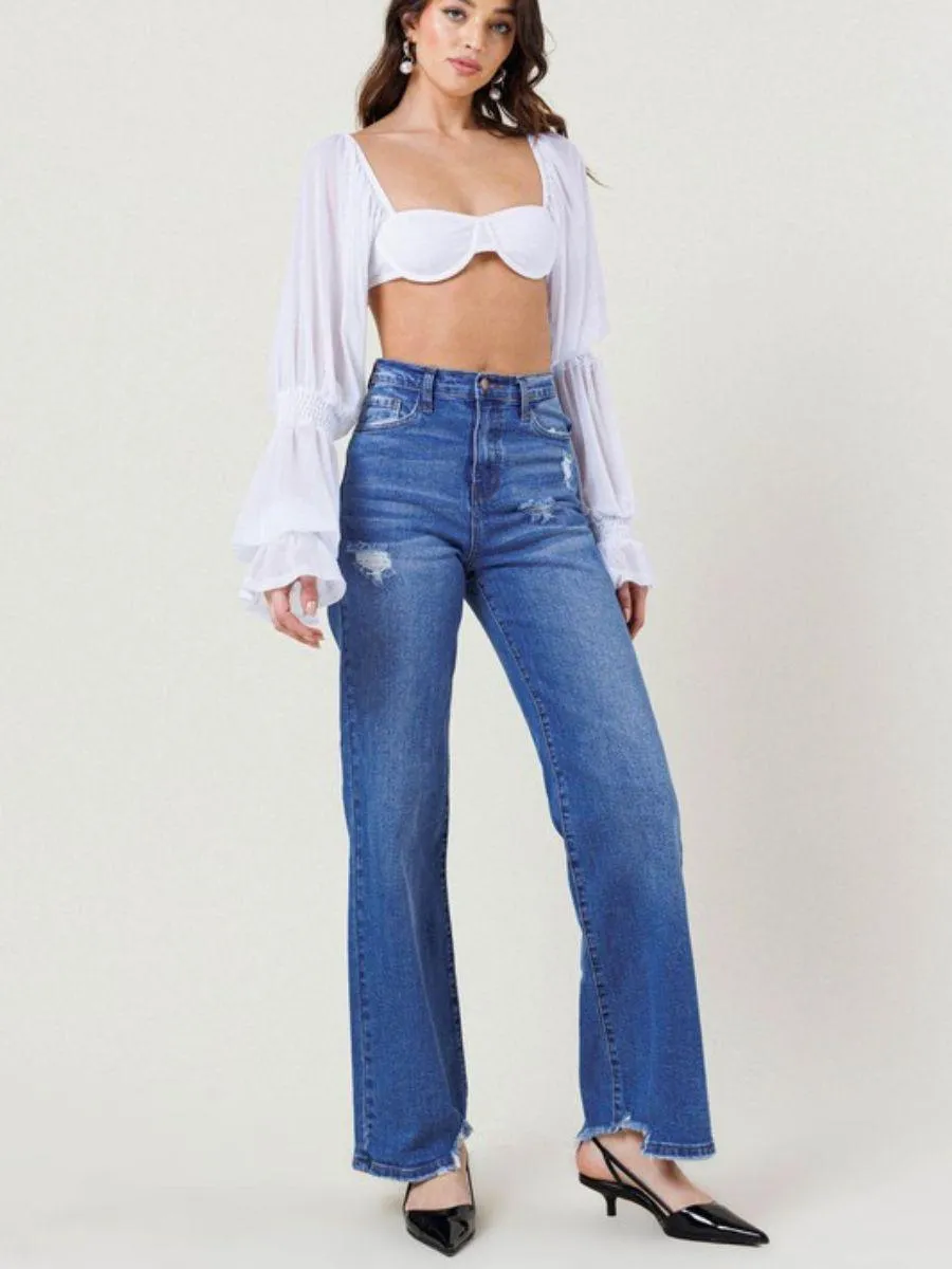 City Life High-Rise Distressed Wide-Fit Jeans