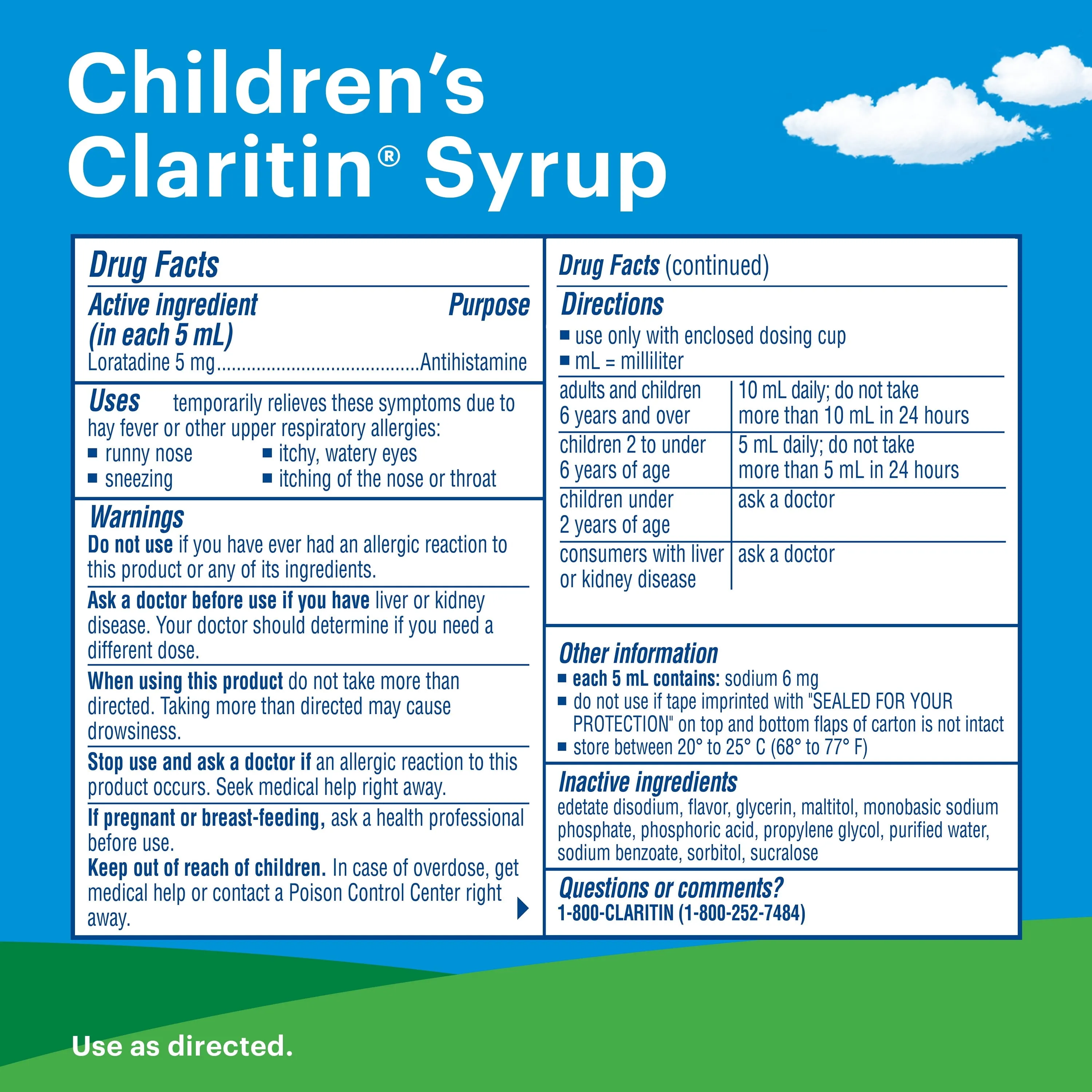 Claritin Non-Drowsy Allergy Medicine for Kids, Loratadine Antihistamine Grape Syrup, 8 fl oz