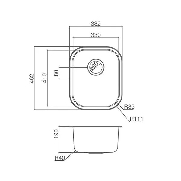 Clark Monaco Single Bowl Overmount Kitchen Sink