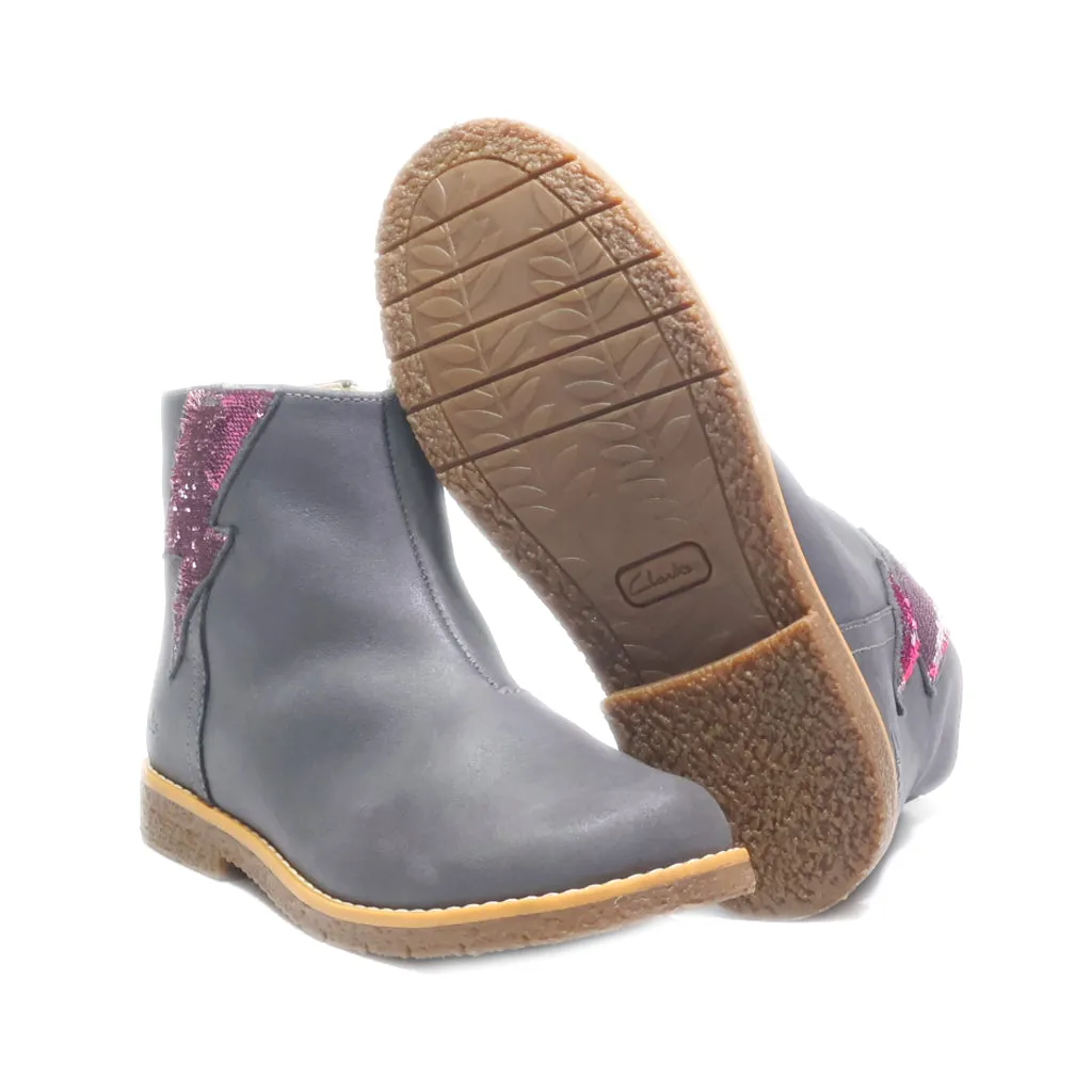 Clarks Ankle Boots Leather Grey Colour For Kids