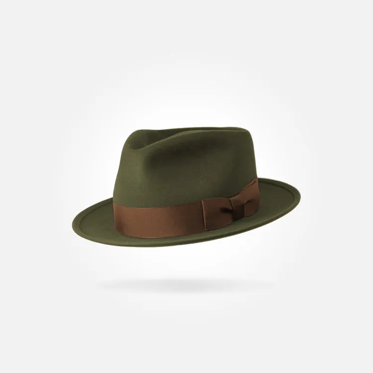 Classic Charm Fedora Fur Felt Hat in Forest Green