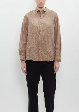 Classic Crinkle Cotton Blouse — Beige