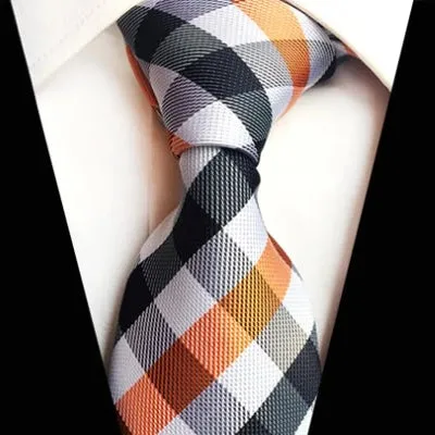 Classy Men Classic Orange Check Silk Tie