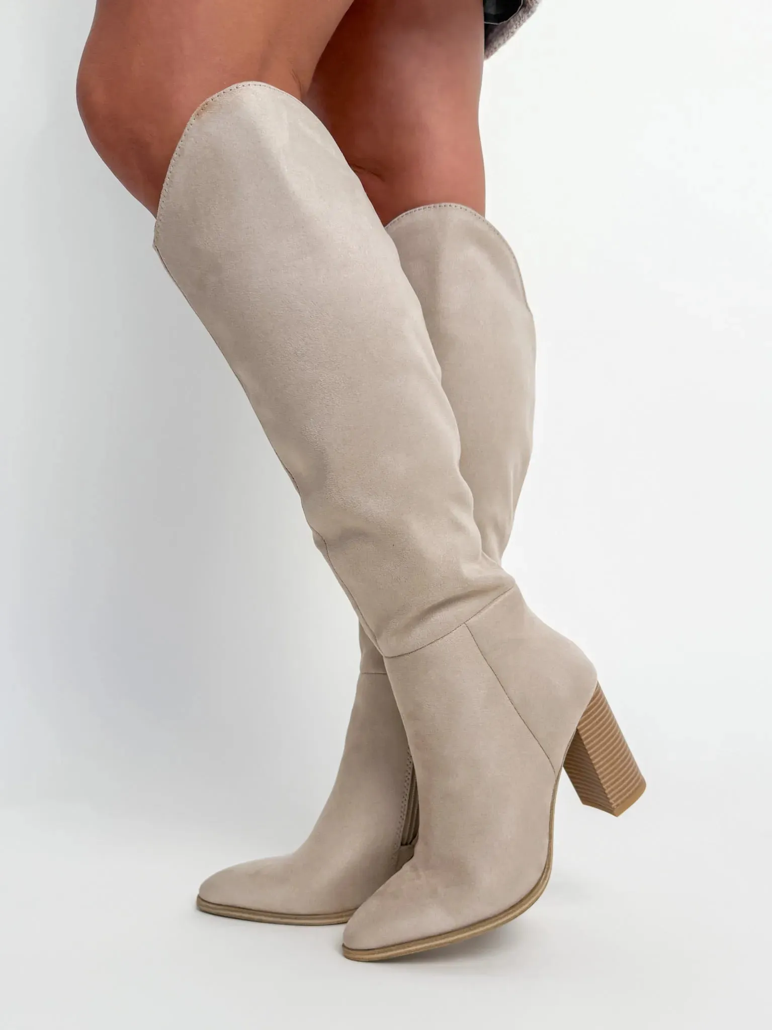 Clay Suede Knee High Boots