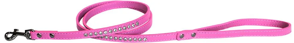 Clear Jewel Pet Leash 1-2" Wide X 4' Long Bright Pink