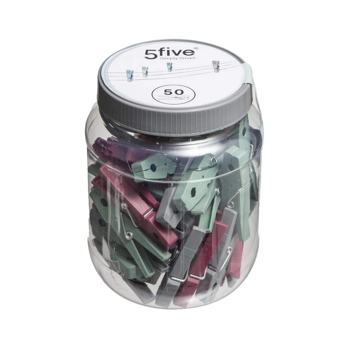 Clothes Pegs 5five Simply Smart polypropylene Multicolour Tin (50 Units)