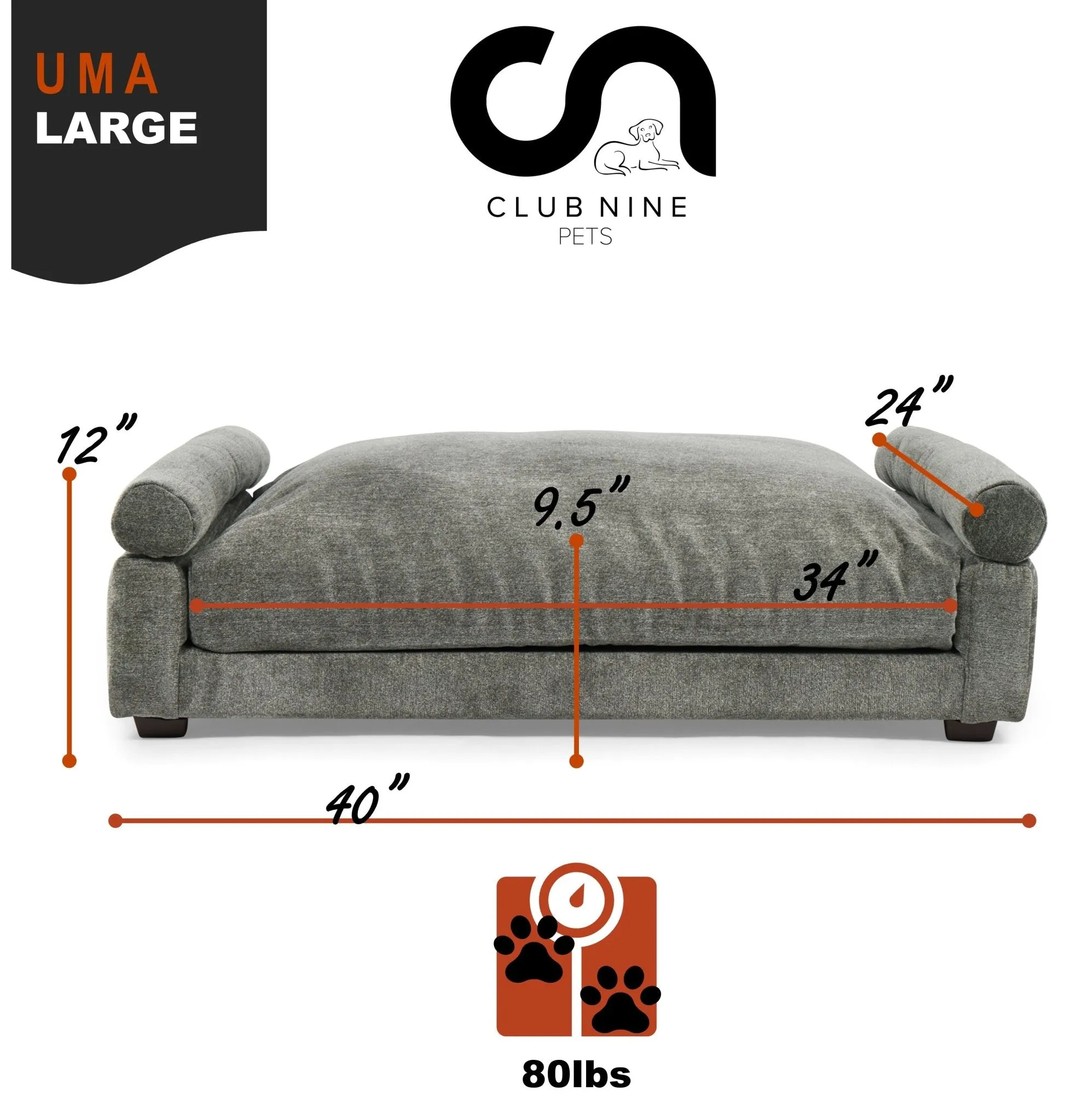 Club Nine Pets Uma Orthopedic Dog Bed in Charcoal