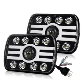 CO LIGHT 5x7 Inch Dual Beam Headlights - White DRL/Amber Signal Light (Kit/2pcs)