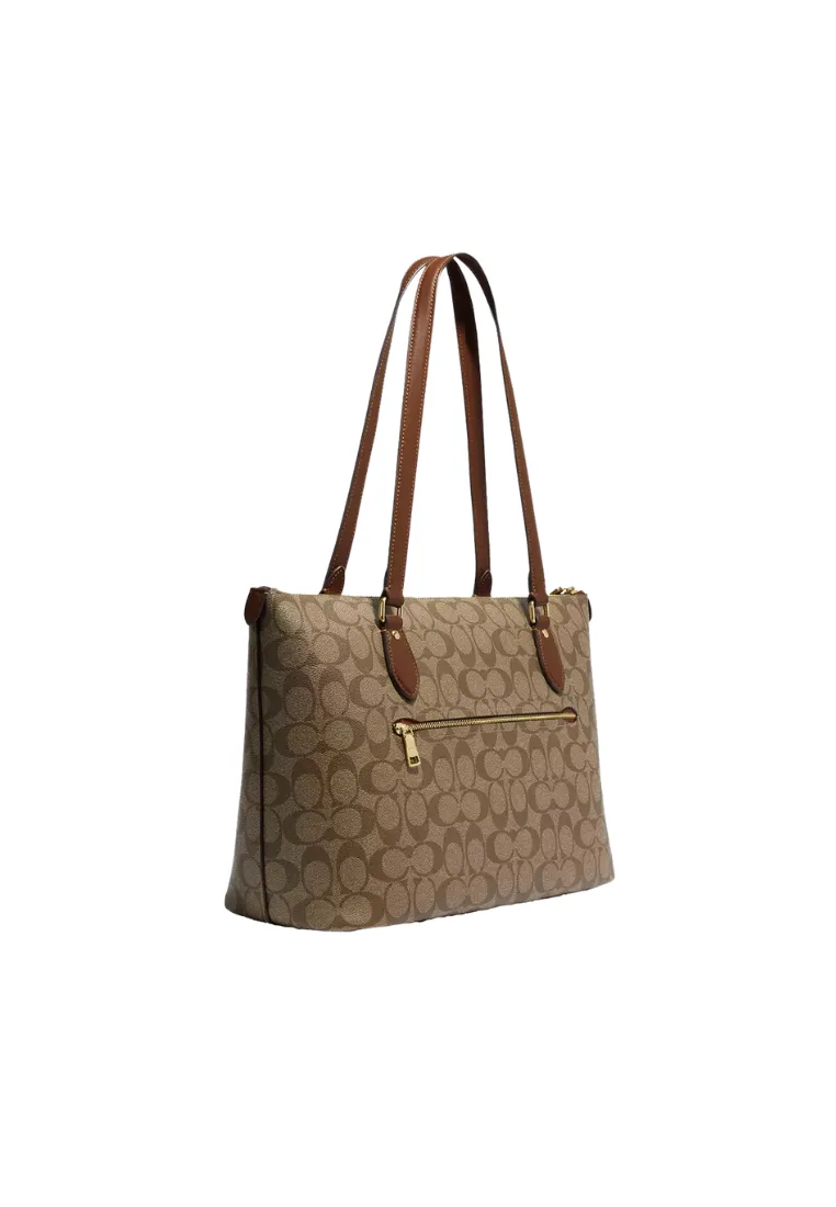 Coach Gallery Tote Bag Signature In Khaki Saddle CS187