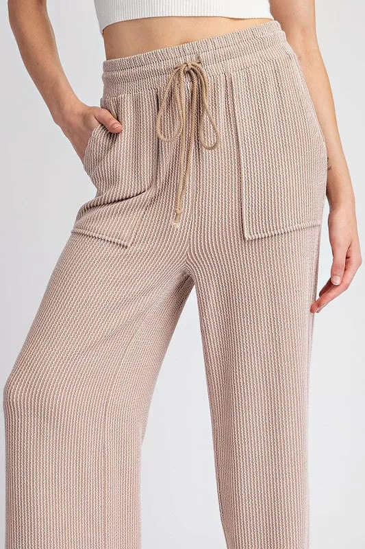 Coco Textured Drawstring Straight Leg Pants