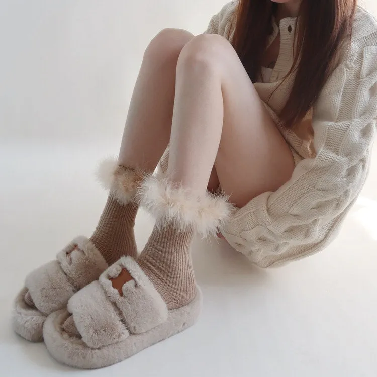 Coffee Cream Fluffy Socks