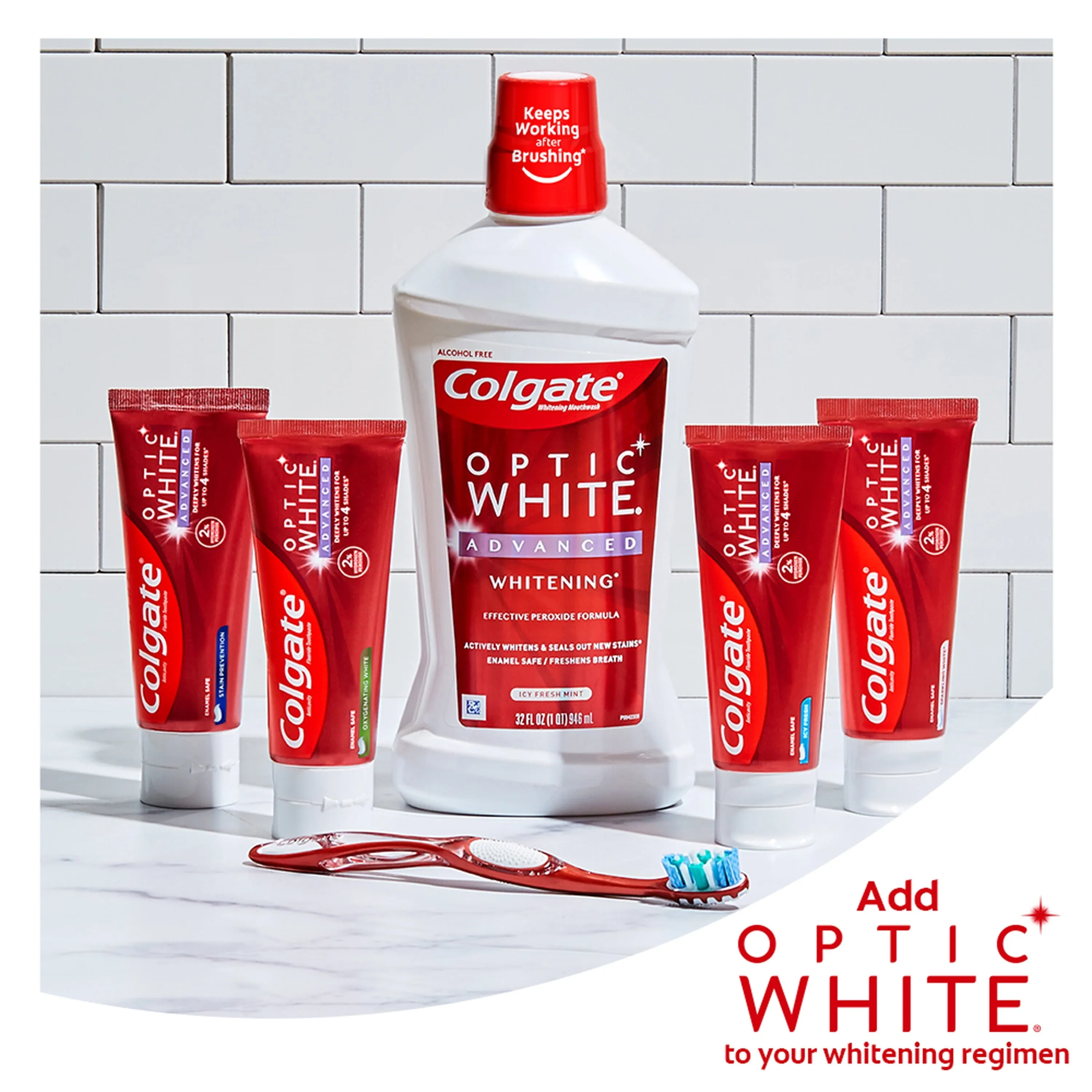 Colgate Optic White Advanced Hydrogen Peroxide Toothpaste, Oxygenating White, 3.2 oz