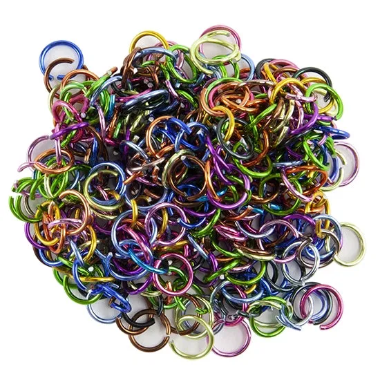 Colored Metal Open Jump Rings - Multi Color - Round 8mm 18 Gauge - Pkg/270